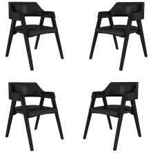 Kit 4 Cadeiras Sala de Jantar e Jogos Carteados Madeira Maciça Poker PU Preto/Preto G42 - Gran Belo