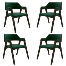 Kit 4 Cadeiras Sala de Jantar e Jogos Carteados Madeira Maciça Poker Veludo Verde/Capuccino G42 - Gran Belo