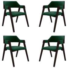 Kit 4 Cadeiras Sala de Jantar e Jogos Carteados Madeira Maciça Poker Veludo Verde/Tabaco G42 - Gran Belo