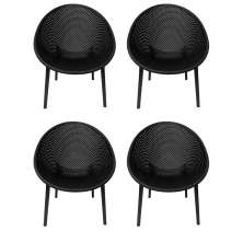 Kit 4 Poltronas Área Externa de PP Marina com Base Desmontável Preto G56 - Gran Belo