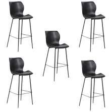 Kit 5 Banquetas Base Aço Fixa Naboo PU Preto G56 - Gran Belo