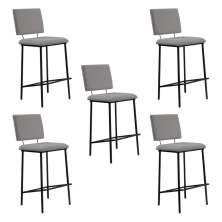 Kit 5 Banquetas Fixa Decorativa Base de Aço Marcius Linho Cinza G17 - Gran Belo