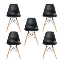 Kit 5 Cadeira Decorativa para Sala e Cozinha Garabit Preto G04 - Gran Belo