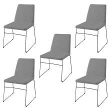 Kit 5 Cadeiras Decorativa Sala de Jantar Anne Linho Cinza G17 - Gran Belo