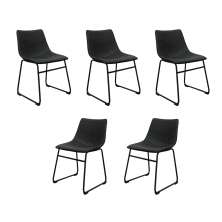Kit 5 Cadeiras Decorativas Marquezine Sala de Jantar PU Base Aço Preto G56 - Gran Belo