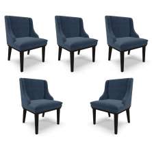 Kit 5 Cadeiras Decorativas Sala de Jantar Base Fixa de Madeira Firenze Suede Azul Marinho/Preto G19 - Gran Belo
