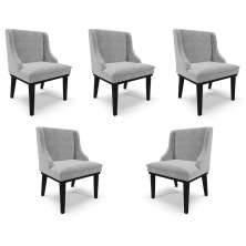 Kit 5 Cadeiras Decorativas Sala de Jantar Base Fixa de Madeira Firenze Suede Cinza/Preto G19 - Gran Belo