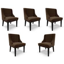 Kit 5 Cadeiras Decorativas Sala de Jantar Base Fixa de Madeira Firenze Suede Marrom/Preto G19 - Gran Belo