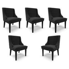 Kit 5 Cadeiras Decorativas Sala de Jantar Base Fixa de Madeira Firenze Suede Preto G19 - Gran Belo