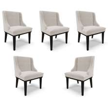 Kit 5 Cadeiras Decorativas Sala de Jantar Base Fixa de Madeira Firenze Veludo Cinza/Preto G19 - Gran Belo