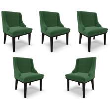 Kit 5 Cadeiras Decorativas Sala de Jantar Base Fixa de Madeira Firenze Veludo Verde/Preto G19 - Gran Belo