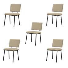 Kit 5 Cadeiras Decorativas Sala de Jantar Fennel Linho Bege G17 - Gran Belo