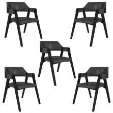 Kit 5 Cadeiras Sala de Jantar e Jogos Carteados Madeira Maciça Poker PU Grafite/Preto G42 - Gran Belo