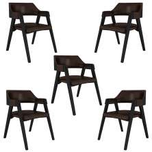 Kit 5 Cadeiras Sala de Jantar e Jogos Carteados Madeira Maciça Poker PU Marrom/Preto G42 - Gran Belo