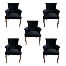 Kit 5 Cadeiras de Jantar Belford Veludo Preto Pés de Madeira Design Sofisticado G48 -  Gran Belo