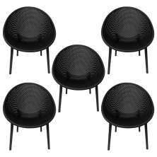 Kit 5 Poltronas Área Externa de PP Marina com Base Desmontável Preto G56 - Gran Belo