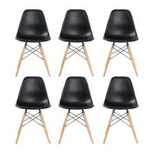 Kit 6 Cadeira Decorativa para Sala e Cozinha Garabit Preto G04 - Gran Belo
