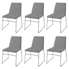 Kit 6 Cadeiras Decorativa Sala de Jantar Anne Linho Cinza G17 - Gran Belo