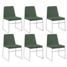 Kit 6 Cadeiras Decorativa Sala de Jantar Anne Linho Verde G17 - Gran Belo