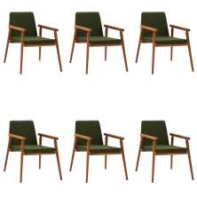 Kit 6 Cadeiras Decorativa Sala de Jantar Sidnei Veludo Verde G17 - Gran Belo