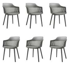 Kit 6 Cadeiras Decorativas Prescott Sala de Jantar PP/PU Cinza G56 - Gran Belo