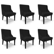 Kit 6 Cadeiras Decorativas Sala de Jantar Base Fixa de Madeira Firenze Linho Preto G19 - Gran Belo