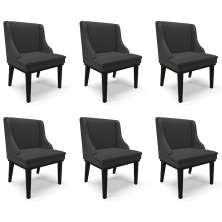 Kit 6 Cadeiras Decorativas Sala de Jantar Base Fixa de Madeira Firenze PU Preto Fosco G19 - Gran Belo