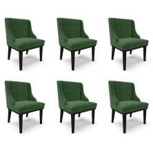 Kit 6 Cadeiras Decorativas Sala de Jantar Base Fixa de Madeira Firenze Suede Verde Esmeralda/Preto G19 - Gran Belo