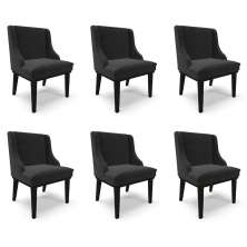Kit 6 Cadeiras Decorativas Sala de Jantar Base Fixa de Madeira Firenze Veludo Preto G19 - Gran Belo