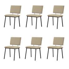Kit 6 Cadeiras Decorativas Sala de Jantar Fennel Linho Bege G17 - Gran Belo