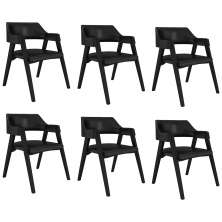 Kit 6 Cadeiras Sala de Jantar e Jogos Carteados Madeira Maciça Poker PU Preto/Preto G42 - Gran Belo
