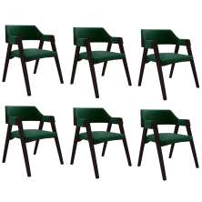 Kit 6 Cadeiras Sala de Jantar e Jogos Carteados Madeira Maciça Poker Veludo Verde/Tabaco G42 - Gran Belo