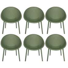 Kit 6 Poltronas Área Externa de PP Marina com Base Desmontável Verde G56 - Gran Belo