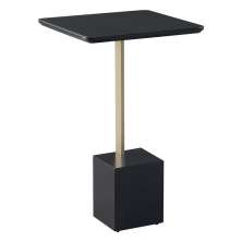 Mesa Lateral Decorativa Para Sala de Estar Goagil 35x35 Tampo e Base Preto Metal Dourado G55 - Gran Belo