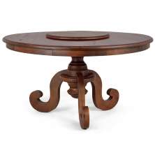 Mesa Redonda Sala de Jantar 6 Lugares Mariah 140cm com Prato Giratório Canela G04 - Gran Belo