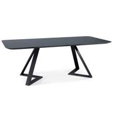 Mesa Sala de Jantar 8 Lugares 218cm Tampo de Vidro Efron Preto G13 - Gran Belo