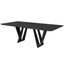 Mesa Sala de Jantar 8 Lugares 250cm Tampo com Vidro Shuri Preto/Ébano G13 - Gran Belo