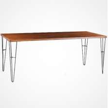 Mesa Sala de Jantar Cozinha Ludiana 220cm Grafite Madeira Maciça Rustic Brown G54 - Gran Belo