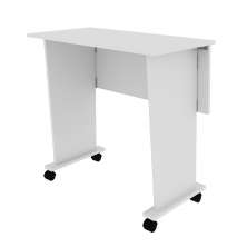 Mesa com rodizio para Escritório Home Office ME4117 MDP Branco G69 - Gran Belo