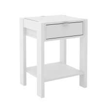 Mesa de Cabeçeira para Quarto Decorativa AZ1016 MDP Branco/Branco G69 - Gran Belo