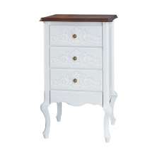 Mesa de Cabeceira Decorativa Zahra 3 Gavetas Branco/Imbuía G71 - Gran Belo