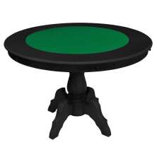 Mesa de Jogos Carteado Redonda Montreal 6 Lugares Tampo Reversível com Gavetas e Porta Copos Preto Fosco - Gran Belo