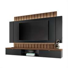 Painel Home Suspenso 2.2 para TV até 70 Illusion MDP/MDF com Fita LED Shawn Preto/Castanho G26 - Gran Belo