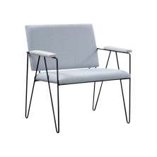 Poltrona Decorativa Base em Aço Preto Eslovenia Linho Cinza G17 - Gran Belo