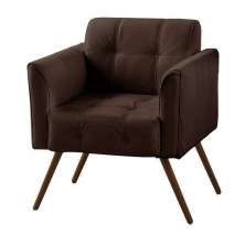 Poltrona Decorativa Bia Couro Conhaque - Gran Belo