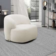 Poltrona Decorativa Charlote Sala de Estar Base Giratória em Aço Bouclê Off White G88 - Gran Belo