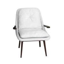 Poltrona Decorativa Cintia com Pés Madeira Linho Palha G38 - Gran Belo