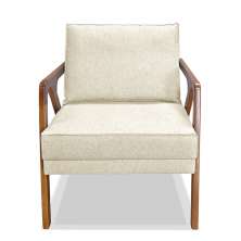 Poltrona Decorativa De Luxo Frida Linho Rústico Natural G63 - Gran Belo