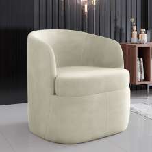 Poltrona Decorativa Design Moderno Bel Sala de Estar Base Giratória Veludo Bege G33 - Gran Belo