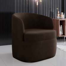 Poltrona Decorativa Design Moderno Bel Sala de Estar Base Giratória Veludo Marrom G33 - Gran Belo